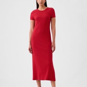 Gap Ribbed Red Maxi Dress - Medium